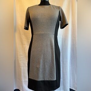 Ann Taylor LOFT Gray and Black Midi Dress. Size 6